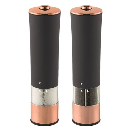 Kryddburk högkvalitativ elektrisk pepparkvarn i roséguld i svart guld