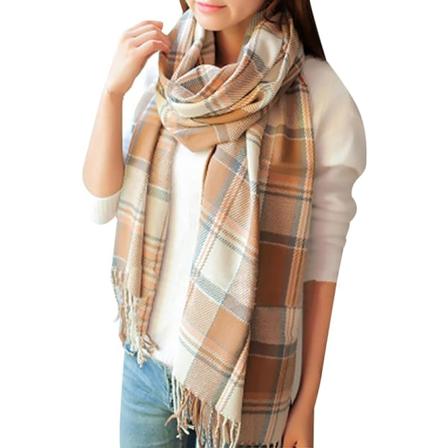 Muodikkaat naisten huivit ja -huivit Talvi Naisten huivit Peitto huivi naisille Tartan huivi Naisten lahjat (Beige+Gelb)