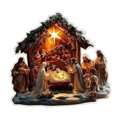 Belyst julekrybbe hageskilt - Værbestandig juledekorasjon i akryl for plen og hage [D]