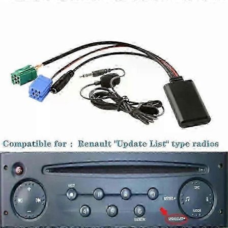 AUX Bluetooth-adapter med mikrofon for Renault-modeller 2005-2011, egnet for oppgradering av bilradio CD-vekslere