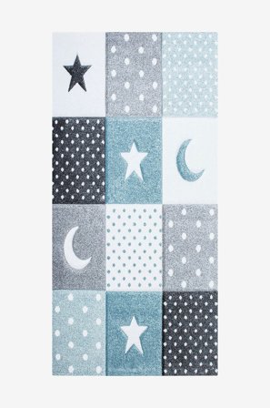 KM Home - Lasten matto Atlas - Sininen - Lasten matot - 80X150 - - Homeroom