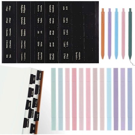 92 stk. Bibelpenn og Overstrykningspenner som ikke blør og Laminert Bibel Tabs Sett, Enkelt å