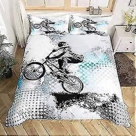 Poikien pyöräilijä-vuodevaatesetti lapsille pojalle miehille peittopussilakana äärimmäinen urheilu teema pussilakana huoneen sisustus