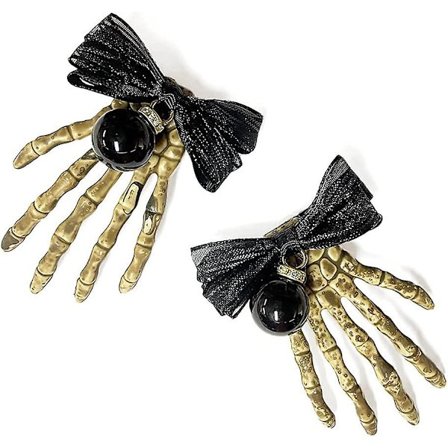 Håndbensformede hårklemmer med kranium - Punk hårtilbehør til cosplay-kjolefest - Hårtilbehør til piger (2 stk. sort)