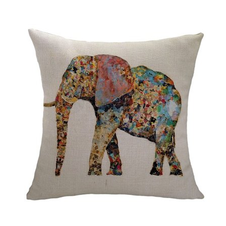 Elefant Dekorativa Prydnadskuddar 45*45 cm Linne Kuddfodral för Hem Soffa Bänk Dekor