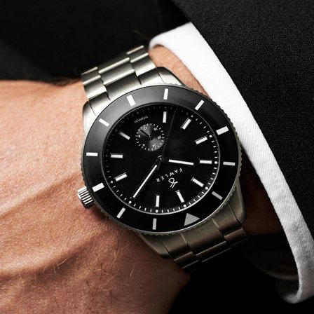 Makalu | Reloj de buceo de titanio cepillado negro para hombres - Relojes de pulsera