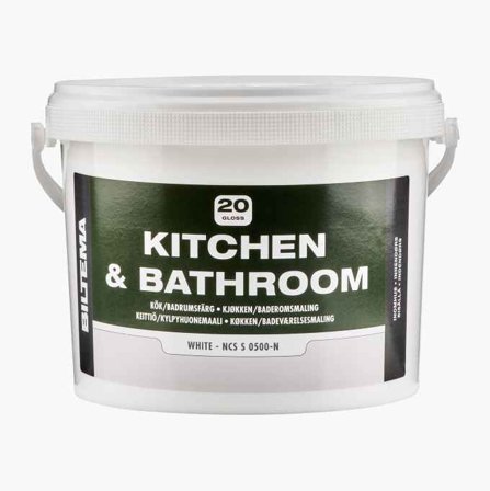 Biltema - Kjøkken- og Baderomsmaling Halvmatt 3L - Slitesterk, Smussavvisende, Vaskbar, Høy Dekkevne for Vegger og Tak