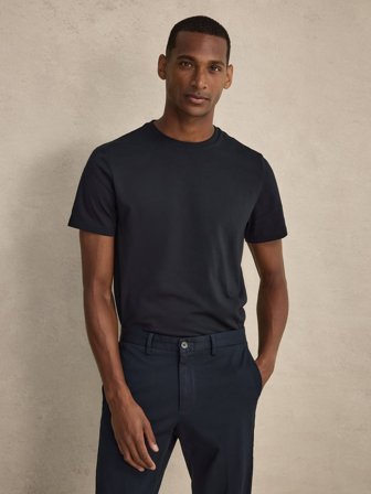 John Henric Men's Schwarzes Lightweight Slim Fit T-Shirt Size M