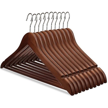 10 stk. solide treklokkehengere med spor, vintage kleshengere for skjorte, BH, frakk