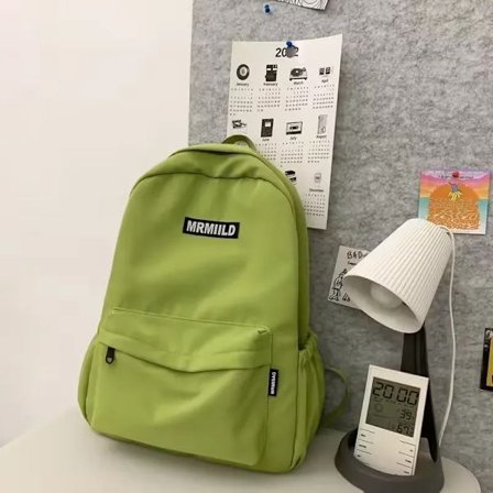 Student rygsæk retro casual allround rygsæk til kvinder gymnasieelever ensfarvet skoletaske rejse rygsæk mand - grøn