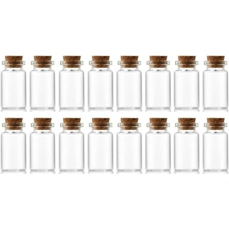 16 stk. 8 ml små glasflasker med kork, dekorative flasker, mini flasker, søde opbevaringsglas, 22 x 40 mm