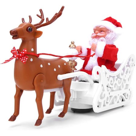 Elektrisk Julemann Slede Leke, Elektrisk Elg Trekker Julemann Slede Julebordpynt