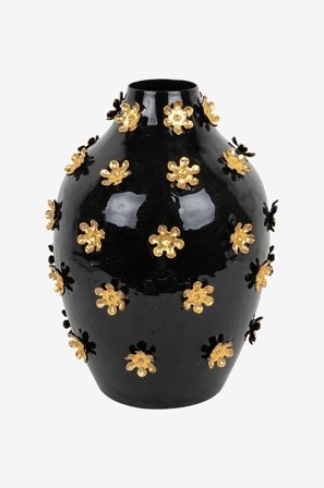 Present Time - Vase Golden Flowers - Svart - Krukker & vaser - Fra Homeroom