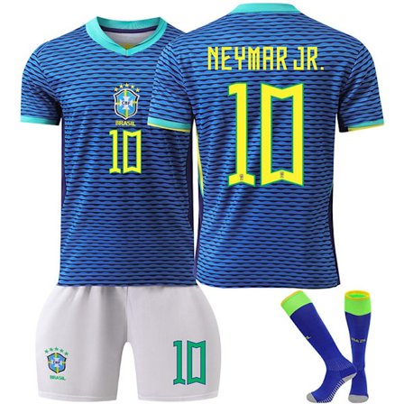24-25 Brasilien udebanekids fodboldtrøjer sæt fodboldtøj nr. 10 Neymar-Xin 24