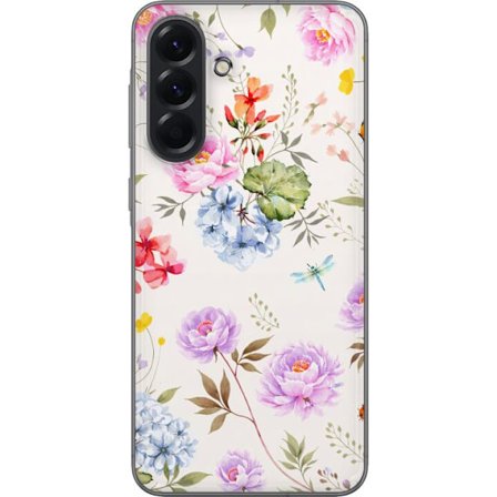 Kompatibelt Mobildeksel til Samsung Samsung Galaxy A56 Blomstrete mønster med håndmalte blomster, sommerfugler og insekter i romantisk skandinavisk