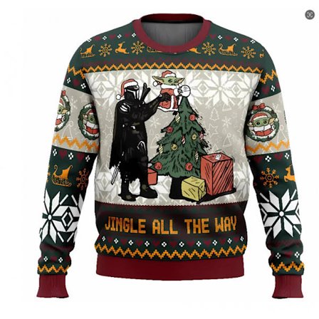 Jul 3D Digital Print Crew Neck Sweater Gave - HQ28 - Størrelse L