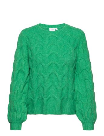 Viella New L/S O-Neck Cable Knit Top/Pb Pullover Grønn Vila*Betinget Tilbud