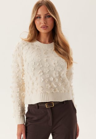 ONLY-Onlhua Life Ls Flower Detail O-neck Knit-M