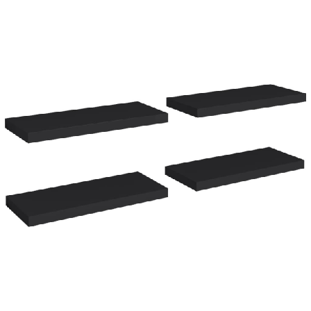 Vidaxl Svävande Vägghyllor 4 St Svart 60x23,5x3,8 Cm Mdf Svart