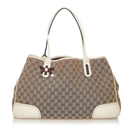 Gucci Vintage, Pre-owned Canvas Princy Tote Bag Bruin, Dames, Maat:ONE Size