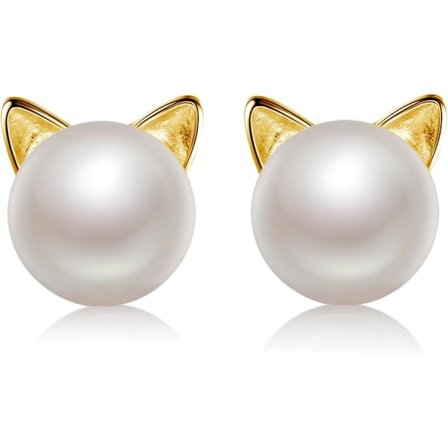 Katteøreringe Sterling Sølv Perleøreringe til Kvinder Katteknopøreringe til Katteelskere