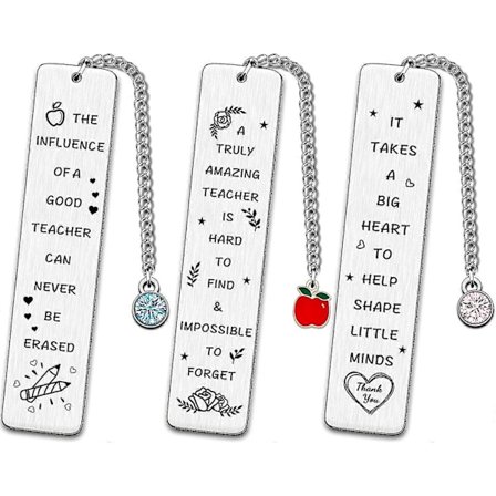 Lærer Bokmerke Lærer Anerkjennelse Gaver Takkegaver Fra Studenter Graduation Gave Spesielle Lærere Gaver Til Kvinner(farge:sølv) (3 stk)