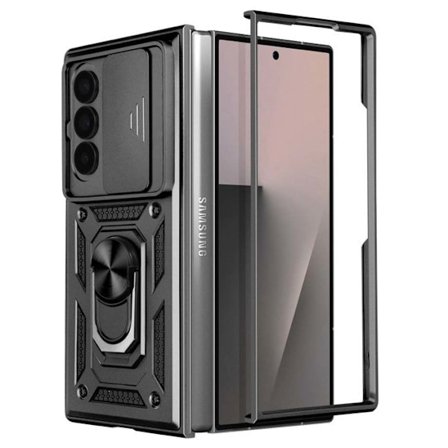 Skydd för Samsung Galaxy Z Fold 7 med Ringstöd och Kameraskydd Svart