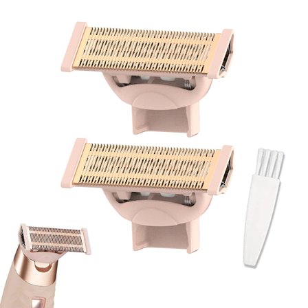 2-pack ersättningsrakhuvuden, kompatibla med Finish Touch Flawless Nu rakhyvel ersättningsblad, med rengöringsborste, roséguld