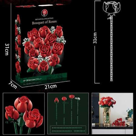 Lollanda Botanicals Vakkert Rosa Bukett Byggesett, Inkluderer Blomsterdekorasjoner, Naturlig Gave