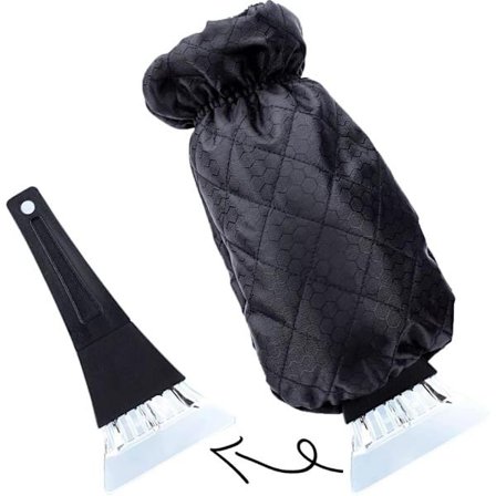 Isskrapa med Handske, Vindruta Bil Vinterverktyg, Snöborttagare Vattentät, Med Halksäkert Handtag, Inga Repor, Svart