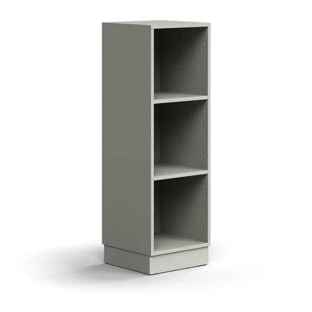 Bogreol QBUS, 2 hylder, sokkel, 1252x400x400 mm, lysegrå