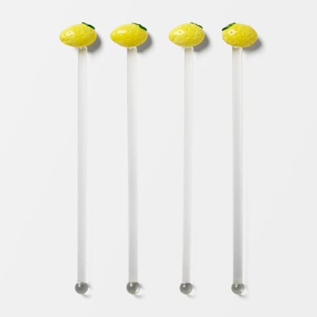 Åhléns Home Drinkpinne i glas LEMON, 4-pack Köksredskap Gul ONESIZE