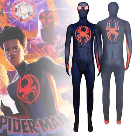 Spider-man Across The Spider-verse Cosplay-asu aikuisille, Spiderman Miles Morales -hyppypuvut Halloween-juhliin naamiaisasu