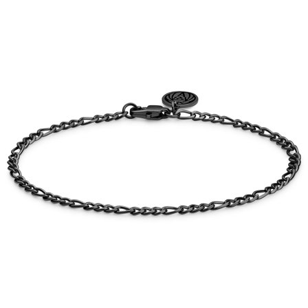Essentials | 2 mm Gunmetal Black Figaro Chain Bracelet for Men - Steel bracelets