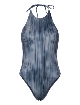 Weekday Tie Printed Halter Neck Swimsuit - Blue - XL