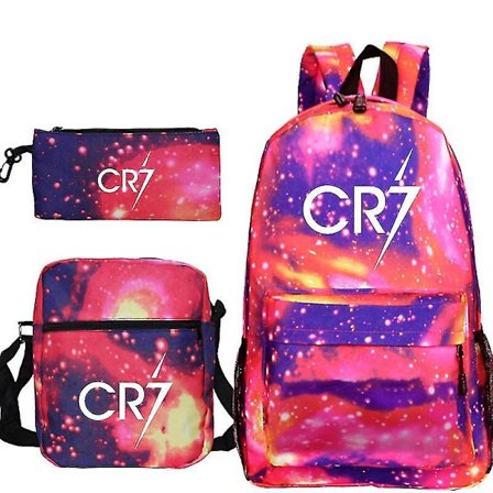 Fotboll Ronaldo Cr7 Ryggsäck 3st/set Skolväskor För Flickor Pojke Laptop Rese Ryggsäck Kvinnor Rucksack Axelväska Pennfodral