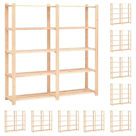 Förvaringshylla 5 hyllor 10 st 170x38x170 cm massiv furu 500 kg