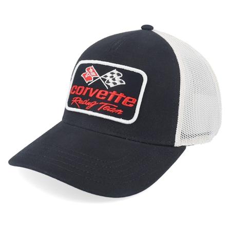 American Needle - Motor Svart trucker Caps - Corvette Twill Valin Patch Black/Ivory Trucker @ Hatstore