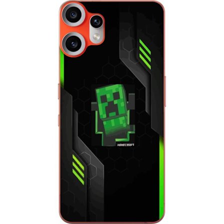 Kompatibel Mobilcover til Nothing Nothing CMF Phone 2 Pro Grøn pixelbaseret creeper-lignende spilillustration med futuristiske neon-elementer og mør