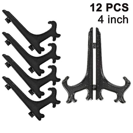 12 stk. staffelier af plast, tallerkenholdere, sammenklappelige tallerkener, udstillingsstativer til præsentation af samleplader, skålholdere, bøger, 