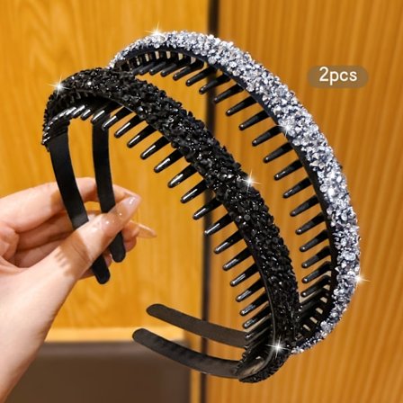 2 st Rhinestone Hårband med Tänder och Halkskydd Koreansk Söt Stil Lämplig för Daglig Användning