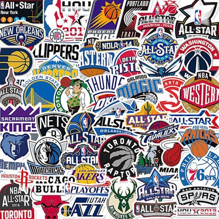 NBA Klistermärken (50 Ark) NBA Basketbol För Smartphones, Cyklar, Scootrar, Skidutrustning, Bagage.