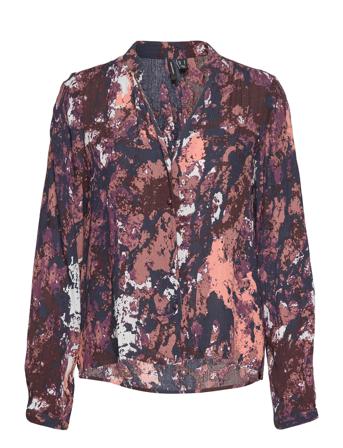 Vmgloria L/S V-Neck Top Exp Bluse Langærmet Multi/mønstret Vero Moda
