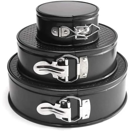 3 stk kakeformer, runde springformer med avtakbar bunn