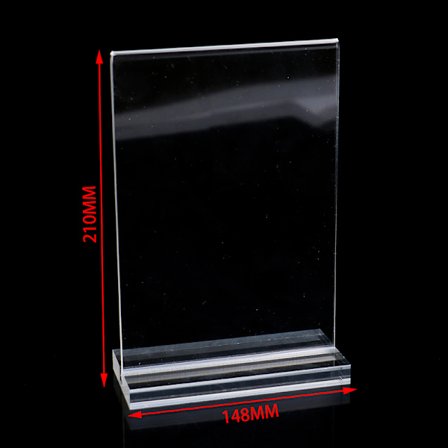 T-form dobbeltsidet akrylskiltkortholder Display Stand Menu