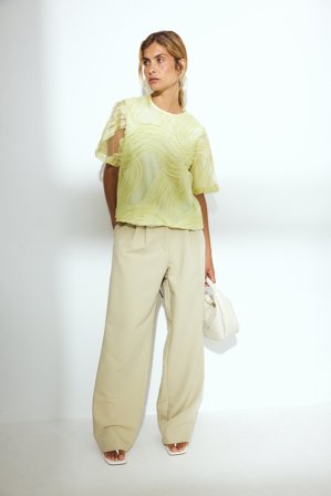 NA-KD Structured T-Shirt - T-shirts - Grøn - M