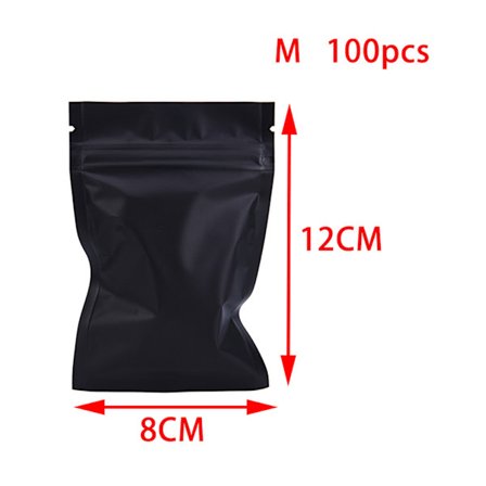 100st mattsvart värmesjälvförslutande påsar Återförslutningsbara Zip Lock Packa M