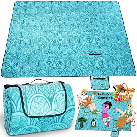 Vedenpitävä piknikviltti 200x200 CM - Kevyt rantamatto (0,9 kg) alumiinipohjalla ja pehmeällä viltillä retkeilyyn, ulkokäyttöön, sateenkestävä