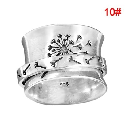 Antistress ring for kvinder og mænd - Mælkebøtte Fidget Spinner Ring - spotudsalg 10# 19.9mm