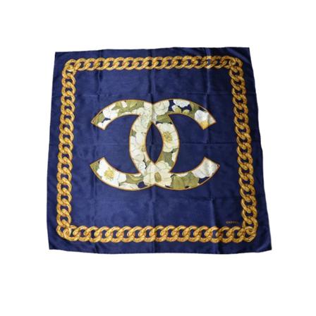 Chanel Vintage Pre-owned Halstørklæde Blå, Dame Vintage Accessories, Størrelse: ONE Size